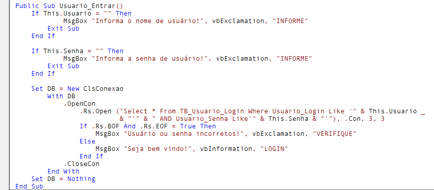 Como Fazer Login De Usuário Orientado A Objetos + DataBase Access